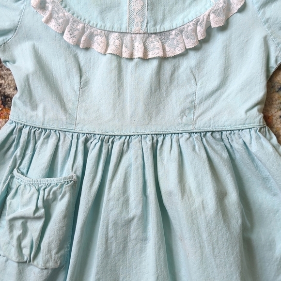 Fruit of the Loom 60's Vintage Rare Bib Collar Babydoll Dress Baby Blue 2T - Picture 6 of 13